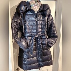 Via Spiga Dark Blue Down Coat with a pillow collar Size L